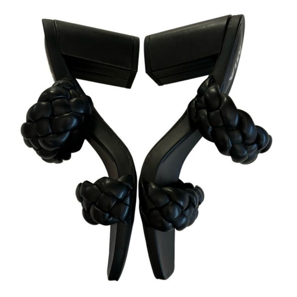 NWOT-MIA Women’s Maine Black Braided Strap Slip On Heeled Sandals Size 6.5 - Picture 6 of 7